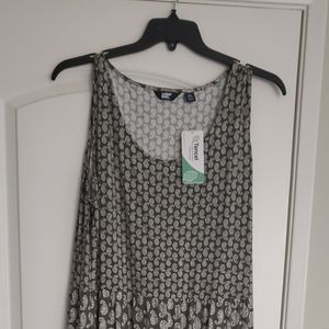Lands' End Sleeveless Tiered Maxi, Olive Green print, never worn Size 2X